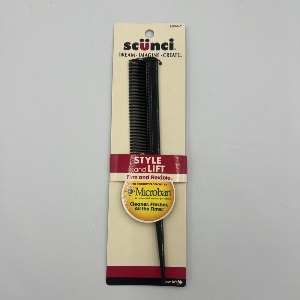 New Scunci Style Lift & Tease Comb Microban Protection All Hair 2004 18066-Y